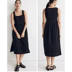 madewell black knit tank midi dress nk516 women size medium